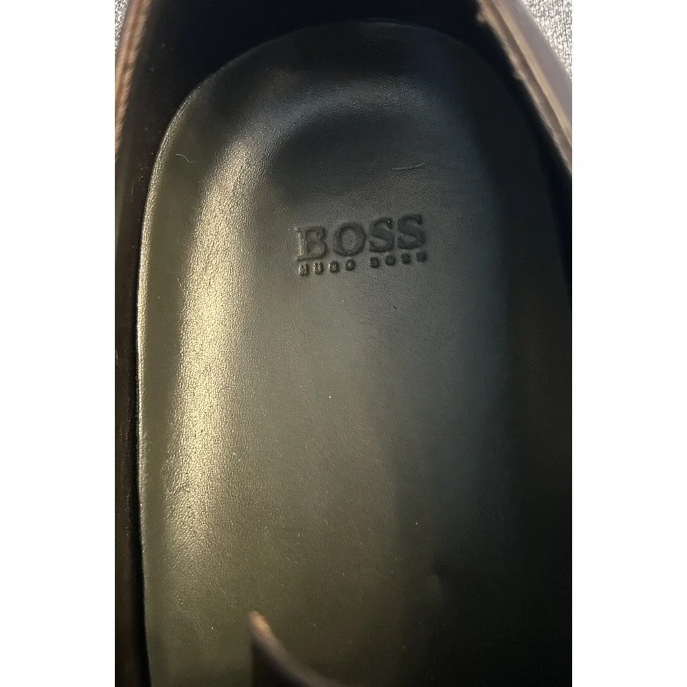 HUGO BOSS Brown dress leather shoes mens size 9